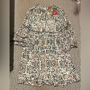 Anthropologie Floral Casual Dress with Embroidered Detail